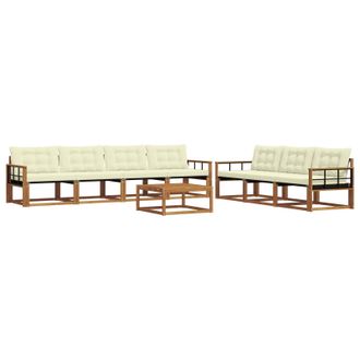 vidaXL Conjunto De Sof&aacute;s De Exterior Con Coj&iacute;n 8 Pcs Natural Y Crema Vidaxl