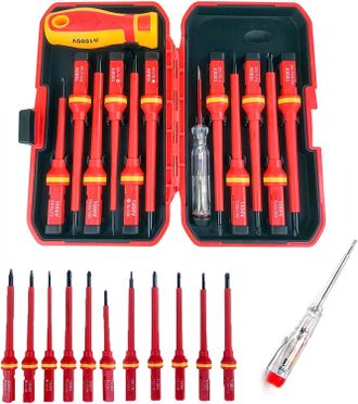 OEM Juego De 13 Destornilladores Con Aislamiento Vde, Destornilladores Magn&eacute;ticos Para Electricistas, Destornilladores Torx Intercambiables Con Comprobado