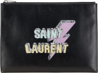 Saint Laurent Black Multi-Color Leather Clutch Bag (Pre-Owned)