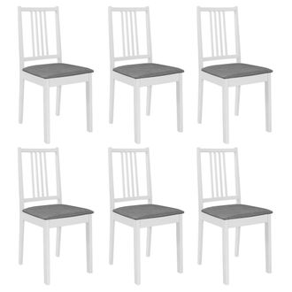 vidaXL Vidaxl - Sillas De Comedor Con Cojines 6 Unidades Madera Maciza Blanca