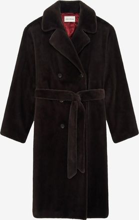 Drôle de Monsieur Langer Mantel mit Pelzkragen aus edlem Synthetikfell