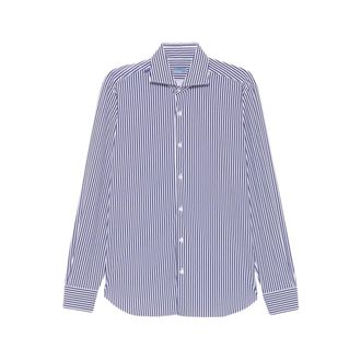 Barba Gestreepte Formele Overhemd - Heren - Zakelijke Overhemden - Blauw - 5XL - Katoen - Overhemden