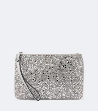 Valentino Garavani Pouch de piel adornado con Swarovski