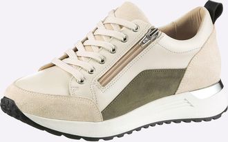 Heine Sneaker HEINE, Damen, Gr. 35, beige, khaki, Glattleder, Leder, Rindsleder, Veloursleder, Schuhe Sneaker