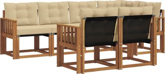 vidaXL Conjunto De Sof&aacute;s De Exterior 7 Uds. Natural Y Beige Vidaxl