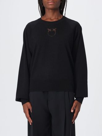 Pinko Maglia girocollo in misto lana con logo Love Birds intarsiato
