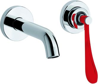 OEM Mezclador De Lavabo De Pared Con Ca&ntilde;o De 190 Mm De Largo Con Palanca Roja Mamoli Paola&thebathroom 494700000c21 Roja