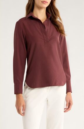 Max Mara Mirko Silk Crepe Popover Top in Cherry at Nordstrom, Size 16