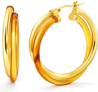 Gold & Honey Womens Crossover Lucite Hoop Earrings In Honey