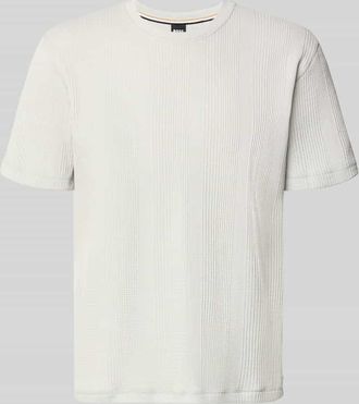 HUGO BOSS Regular Fit T-Shirt mit mit Waffelstruktur Modell STRUCTURE in Hellgrau, Gr&ouml;&szlig;e XXL