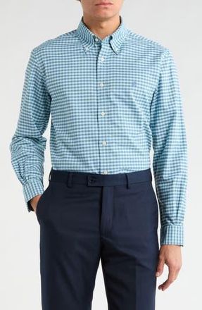 Brooks Brothers Regular Fit Stretch Cotton Oxford Button-Down Shirt in Aquaesquenavyging at Nordstrom Rack, Size Xx-Large