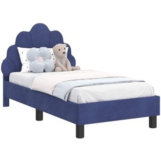 vidaXL Toddler Bed Frame with Headboard Police Blue 70 x 140 cm Velvet vidaXL