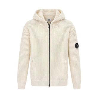 C.P. Company Maglione con zip integrale in lana dagnello GRS - - Knitwear - Uomo - Bianco - S