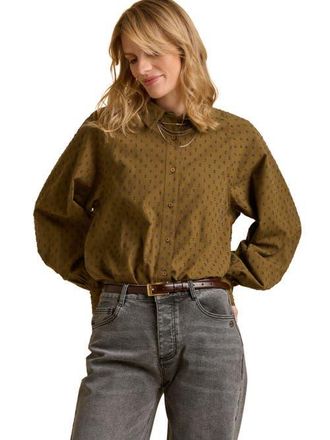 Brakeburn Julia Balloon Sleeve Loose Fit Shirt in Khaki at Nordstrom, Size 10