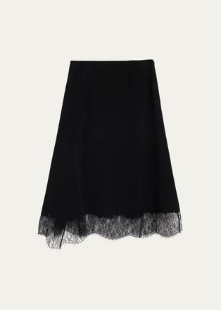 Lafayette 148 New York Lace-Trim Finesse Crepe Midi Skirt