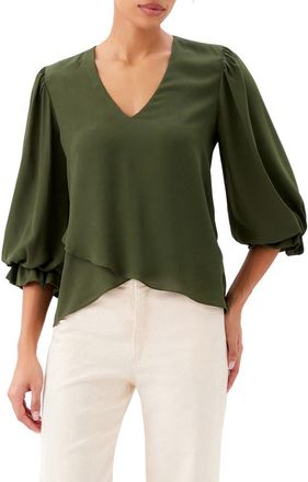 Karen Kane Crossover Hem Asymmetric Top in Light Olive at Nordstrom, Size X-Large
