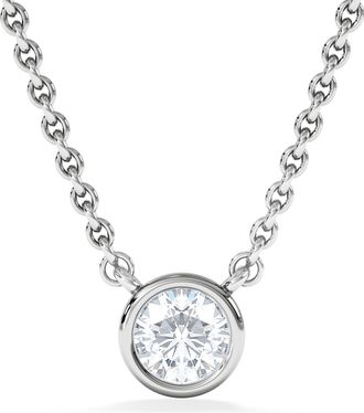 The Diamond Store Horizon Round Cut Lab Diamond Solitaire Necklace 0.25ct H/SI in 9K White Gold
