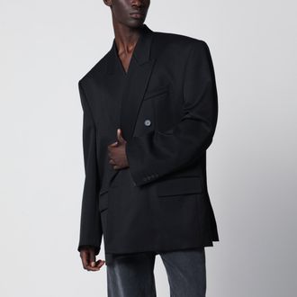 Balenciaga Double-breasted oversized wool blazer in black