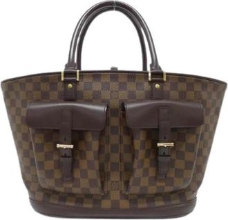 Louis Vuitton Pre-owned Tote Bags, male, Brown, Size: ONE SIZE Pre-owned Manosque Damier Bag