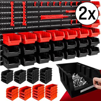 Deuba Monzana Organizador De Herramientas De Pared Cajas Apilables Paneles Perforados Ampliables Taller 90 Pzs