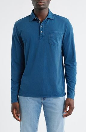 Johnnie-O Coastal Wash Long Sleeve Pocket Polo in Sport Navy at Nordstrom, Size Medium