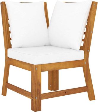 vidaXL Vidaxl - Divano Angolare Modulare Cuscini Crema In Massello Di Acacia