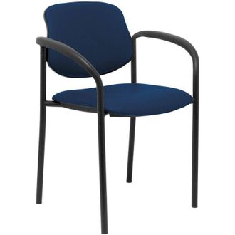 Piqueras y Crespo Silla Fija Styl Similpiel Azul Marino Chasis Negro Con Brazos