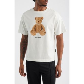 Palm Angels Bear Regular Fit Cotton Graphic T-Shirt in Off White Brown at Nordstrom, Size Xx-Large