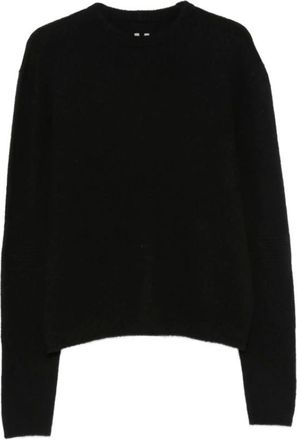 Rick Owens Truien & Vesten, Heren, Zwart, M, Kasjmier, Geribde trui met ronde hals