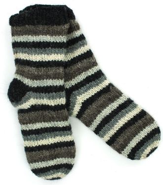 Loud Elephant Hand Knitted Wool Ankle Socks - Stripe Natural