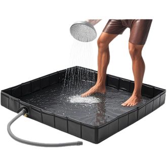 Gabrielle Base De Ducha Plegable Para Camping, Bandeja De Ducha Port&aacute;til Con Manguera De Drenaje Para Exteriores, 104 X 104 X 13 Cm