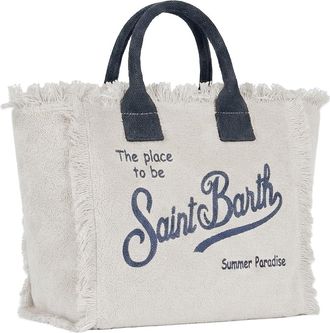 MC2 Saint Barth Womens Handbag Colette Terry Cloth White Cotton Handbags Hand Bags