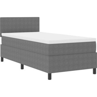 vidaXL vidaXL Box Spring Bed with Mattress & LED Light Grey 100x200 cm Corduroy Fabric