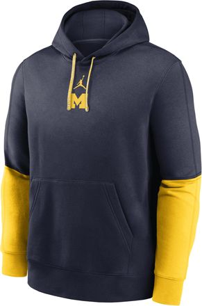 Nike Jordan Michigan Wolverines Sideline Team Issue Club Nike Mens College Pullover Hoodie in Blue | CLF24FT02F25TV-MIC