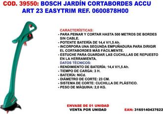 Bosch Baja Bosch Jardin Cortabordes Accu Art23 Easytrim 0600878h00