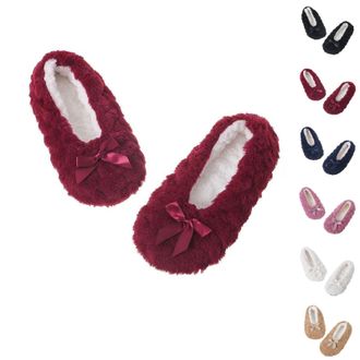 Generic Womens Ladies Slipper Socks Autumn Winter Warm Slip On Fleece Heart Gem Bow Slippers Ballet Style Plush Non Slip Socks Regular Soft Fuzzy Soft Slipper