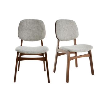 Miliboo Miliboo - Set De 2 Sillas Vintage De Tela Gris Claro Y Patas De Nogal Soquette