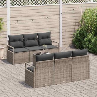 vidaXL Vidaxl - Conjunto De Sof&aacute; De Jard&iacute;n 7 Pcs Gris 55 X 55 X 37 Cm