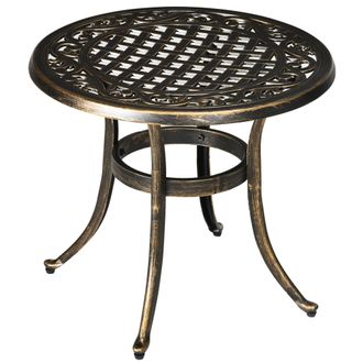 OUTSUNNY 60cm Round Hollow Top Design Side Table with Cast Aluminum Frame | TJ Hughes