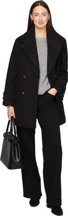 Wallis Mid Length Double Breasted Coat, 14, Black