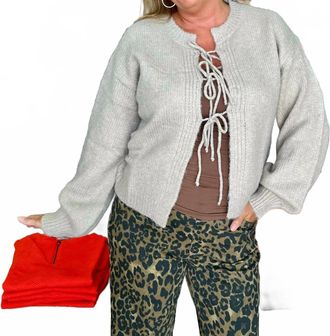Elan Tie-Front Sweater Cardigan In Macchiato