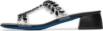 Loriblu Stenen Versierde Nappa en Plexi Mules - Dames - Muiltjes - Zwart - 39 EU - Leer - Schoenen