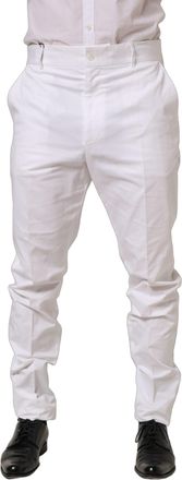 Dolce & Gabbana Mens Cotton-Elastane Tapered Leg Trousers White