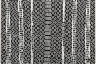 Beliani Beliani - Alfombra Negra Con Beige 140 X 200 Cm Estilo Moderno Contempor&aacute;neo Hecha A Mano De Cuero Genuino Patr&oacute;n De Chevron Fehimli