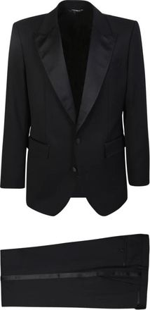 Dolce & Gabbana Zwart Pak Peak Revers Wol - Heren - Business pakken - Zwart - XL - Wol - Kostuums