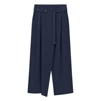 Meimeij Pinstripe Wijde Broek - Dames - Broeken - Blauw - Maat: M Zijde