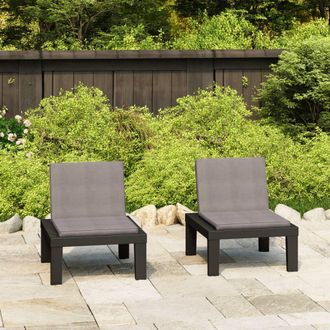 vidaXL Vidaxl - Sillones De Jard&iacute;n Con Cojines 2 Unidades Pl&aacute;stico Gris