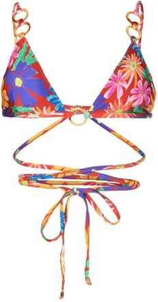 PatBo Aster wrap-tie bikini-top - women - Polyamide/Elastane - S - Red