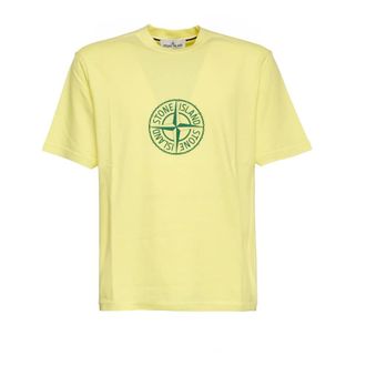 Stone Island T-Shirts, male, Yellow, Size: XL Compass Logo T-Shirt
