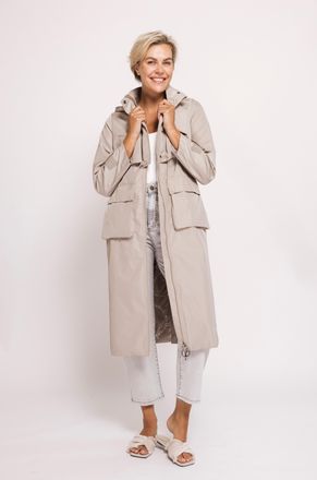 Zhrill Funktionsmantel ZHRILL ZHCOSIMA Mantel, Damen, Gr. L, sand, Web, Obermaterial: 100% Polyester, unifarben, l&auml;ssig geschnitten lang, Rundhals, mit Klett